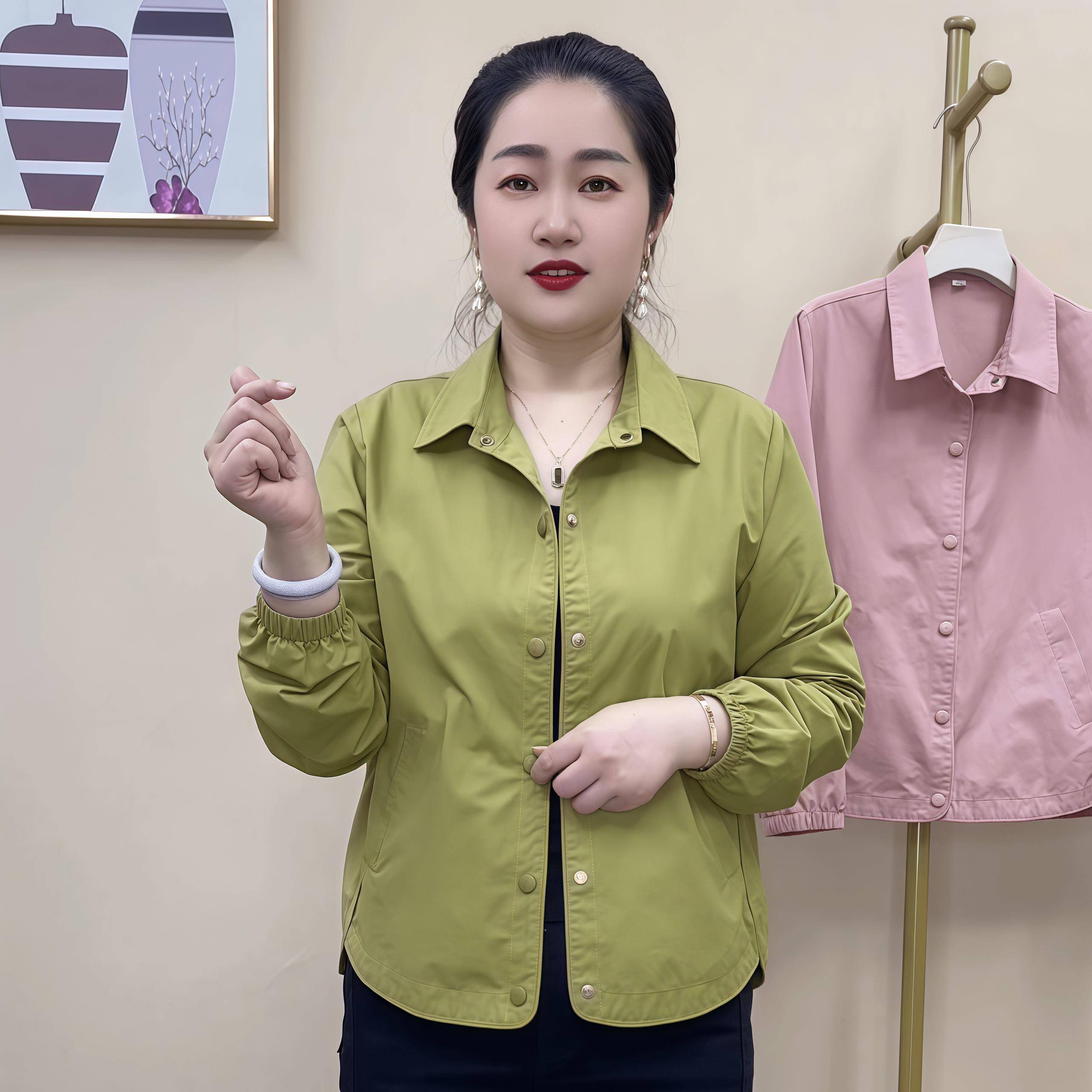 极速中老年女装时尚妈妈春装新款外套女洋气宽松显瘦大码休闲夹克