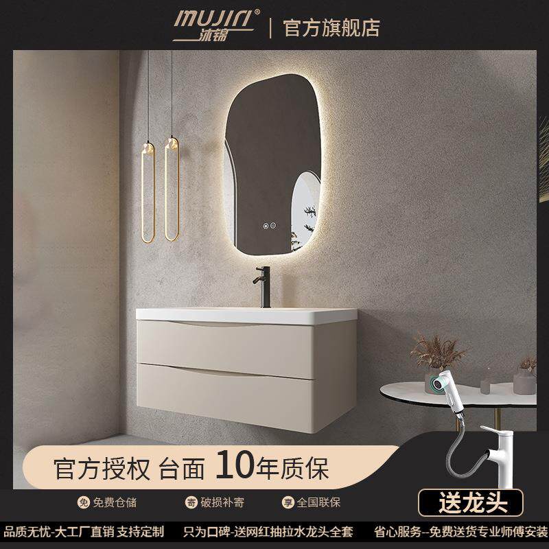 现代简约可丽耐一体单双盆浴室柜组合洗手池洗脸卫生间洗漱台