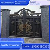 不锈钢烤漆大门别墅庭院大门中欧式 简约双开门不锈钢别墅子母大门