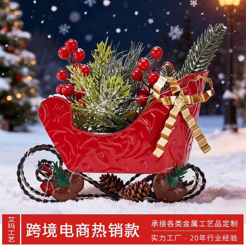 圣诞装饰品雪橇车创意新款圣诞节的礼物圣诞车装饰氛围感圣诞摆件
