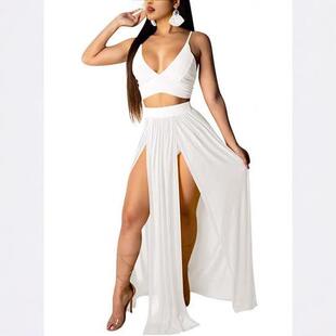 Two-Piece Set Women'S Solid Minimalist Fitted Crop
