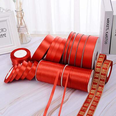Big Red Polyester Ribbon Ribbon Silk Ribbon Packing with Cak