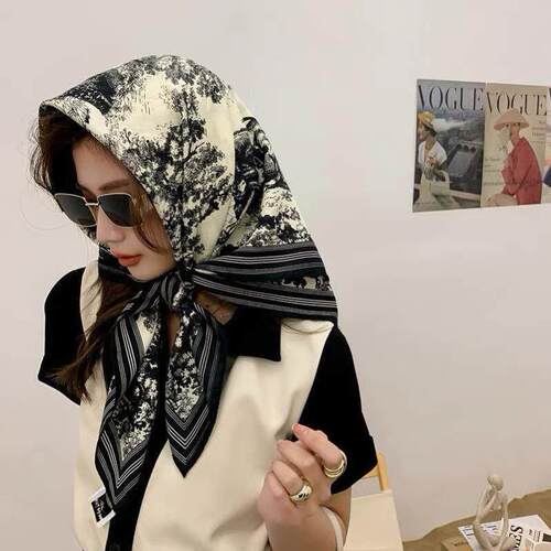 cm * cm Design Scarf Lady Shawl Printed Silk Felt Headscarf