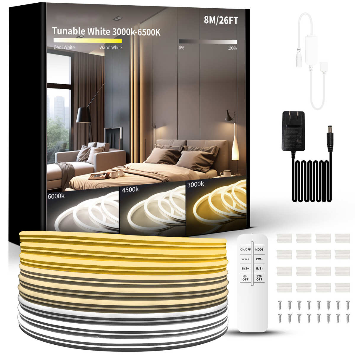 霓虹灯带套装led灯带幻彩rgb灯带单色跑马灯条户外防水硅胶灯带