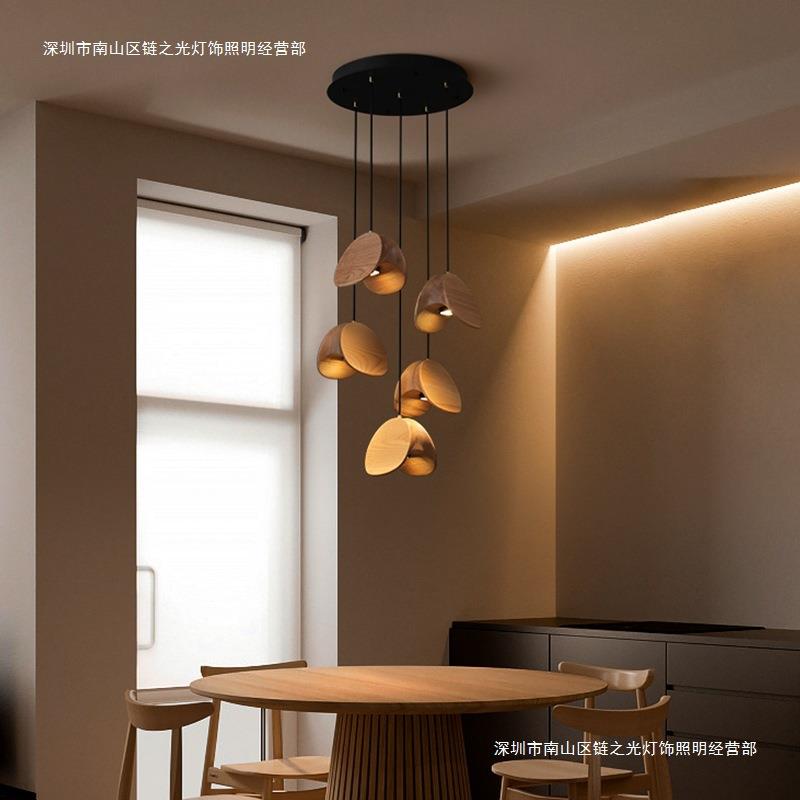 中古风吊灯原木创意个性艺术客厅餐厅灯床头灯新中式复古中山灯具