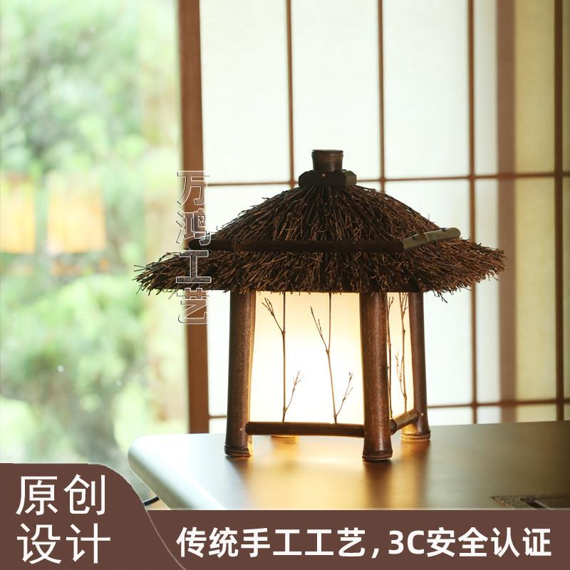 古朴中式竹艺吊灯茶楼阳台走廊过道吸顶灯东南亚田园日式风格竹灯