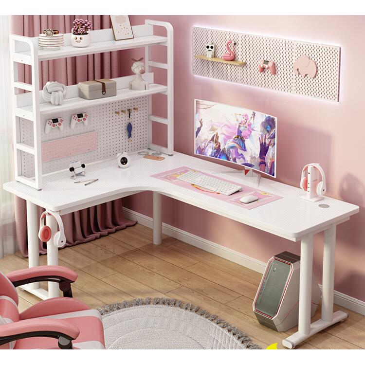 转角书桌书架一体学习桌小户型初中生家用L型电竞桌台式电脑