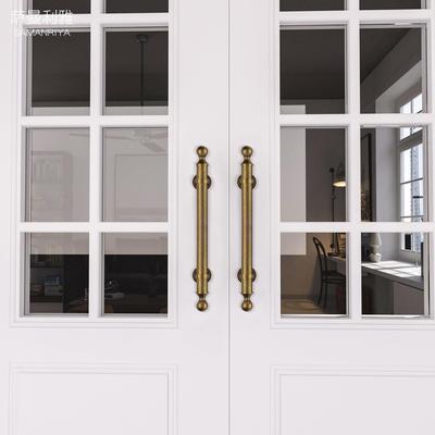 萨曼利雅黄铜材质复古现代商店铺大门把手明装对开门木门大拉手