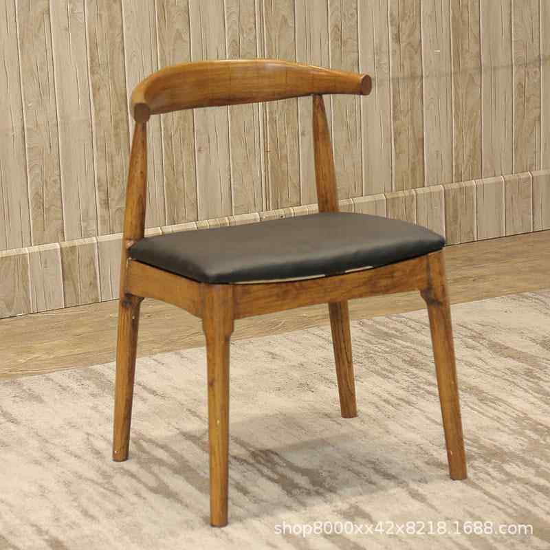 新款直销新中式实木椅子靠背椅北欧餐厅牛角椅办公家用总统椅书桌