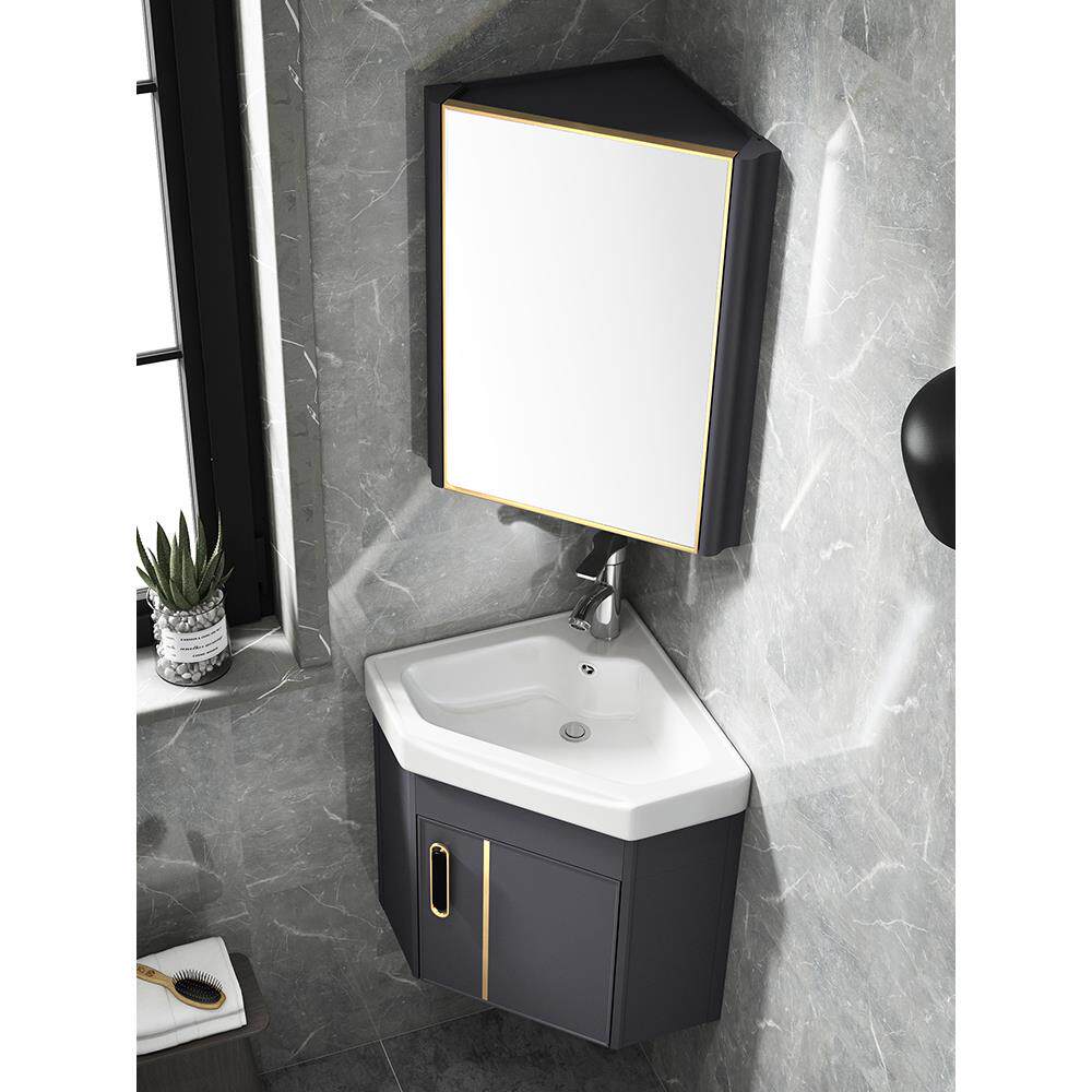 挂墙式小户型浴室柜转角洗脸盆卫生间三角洗漱台墙角洗手盆柜组合