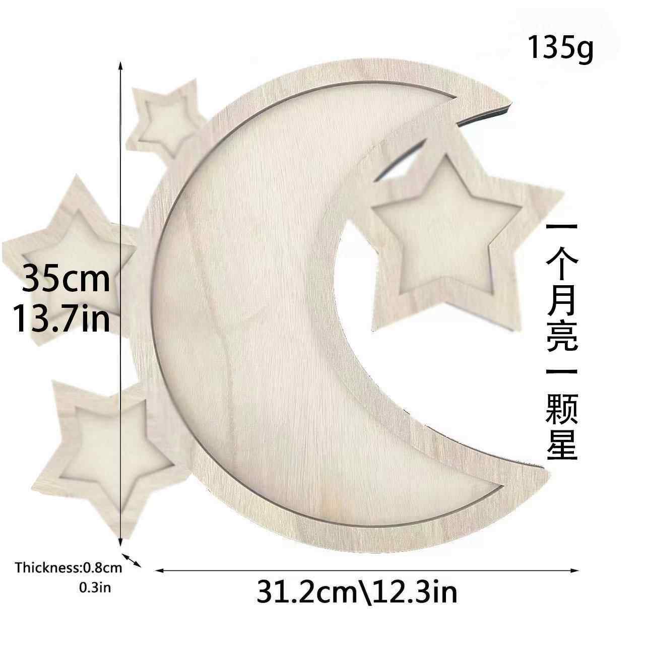 跨境木质月亮节五角星星木复活节兔子托盘果盘饼干节日装饰品摆件