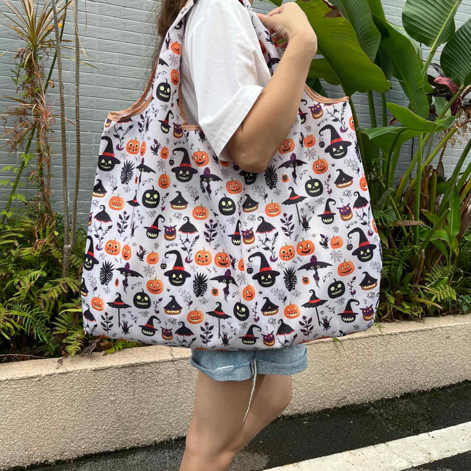 万圣节圣诞节骷髅头南瓜灯印花礼品袋超市购物袋手提袋可定制Logo