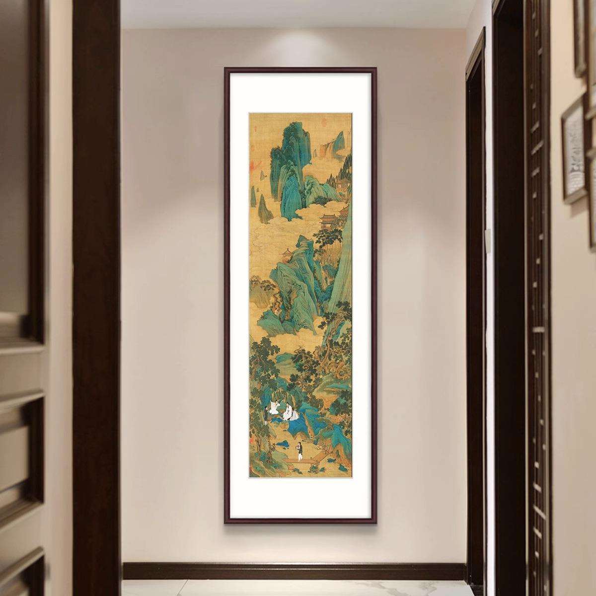 玄关书房办公室挂画新中式客厅装饰画文徵明品茶图水墨画茶室国画