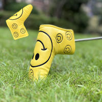 Golf club cover, cute smiling face, Japanese and Korean tie head cover, straight large semi-circular club protection cap cover, putting cover thumbnail 3