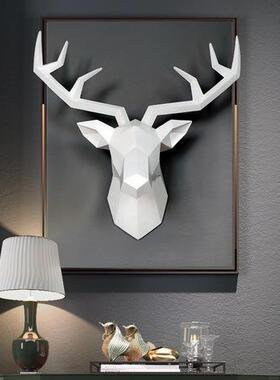 几何欧式招财仿真动物头鹿头壁挂壁饰墙上玄关挂件酒吧墙面装饰品