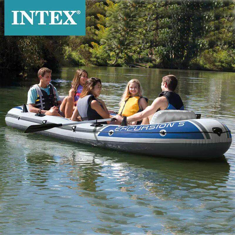 正品INTEX66325 漂流者加厚五人橡皮艇5人钓鱼船皮筏艇橡加宽皮艇