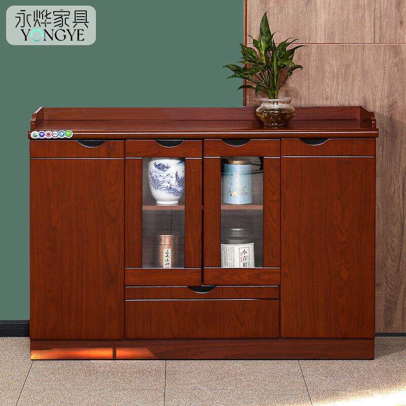 广东茶水柜新中式贴木皮餐边柜办公室餐厅客厅储物柜收纳多功能柜