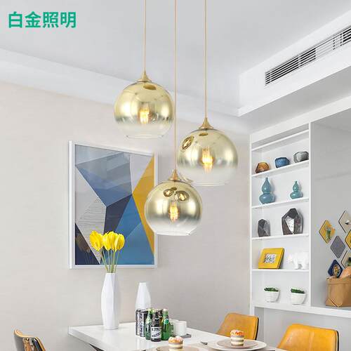 北欧风格LED圆形玻璃吊灯 创意吊灯 客厅卧室铁艺灯具 厂家直销