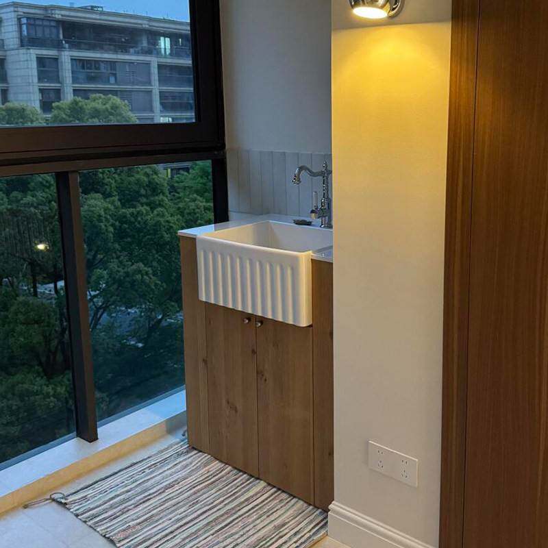 新款原木风橡木陶瓷台下盆浴室柜卫生间卫浴柜落地式洗漱台洗手池