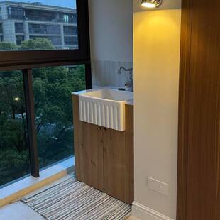 新款原木风橡木陶瓷台下盆浴室柜卫生间卫浴柜落地式洗漱台洗手池