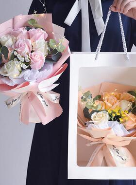 香皂玫瑰花束送女生孩子闺蜜仿真永生花手捧花毕业幼儿园生日礼物