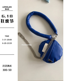 Lonslan Bag 4/29 20 00 NEW 宝蓝色圆形夹棉单肩斜跨手提小包女