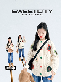 sweet city独家定制 24春女童甜美可爱日系百搭绣花针织毛衣开衫