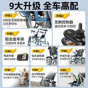 无刷铝合金电动轮椅智能全自动老人专用代步便携轻便折叠可躺锂电