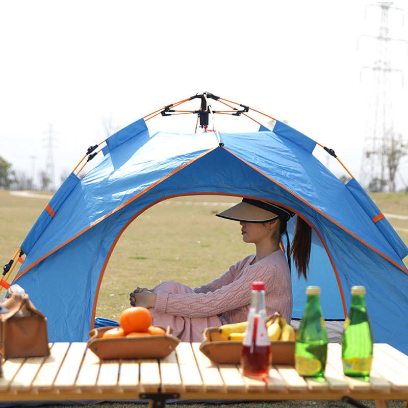 3-4人假双层帐篷户外野营露营防雨可折叠便携式双人自动速开帐篷