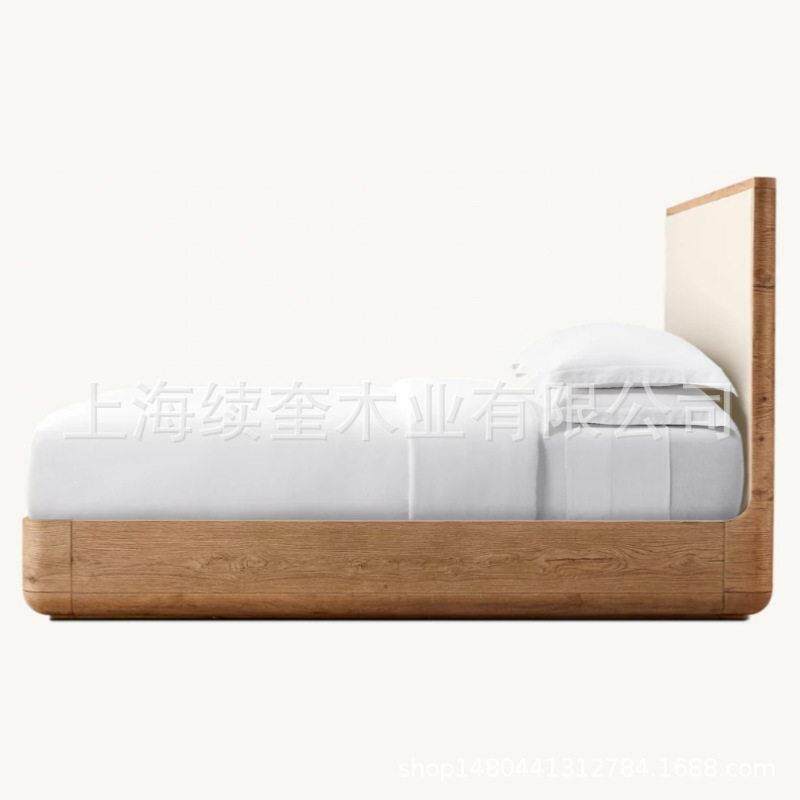 RH美式复古实木1.8米双人主卧大床1.5米别墅外贸出口家具可发海外