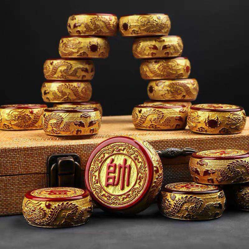 桢楠益智九龙实木实木小叶金丝楠木中国象棋可折叠象棋象棋棋盘