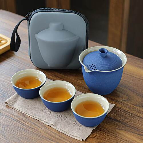 路宝盖碗便携旅行茶具套装简约户外泡茶陶瓷快客杯活动礼品