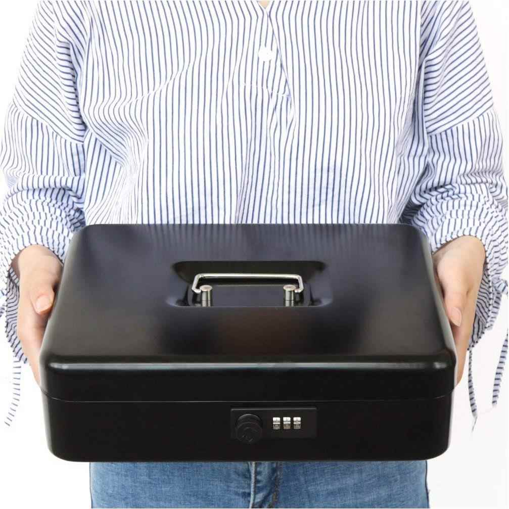 密码锁家用带锁收纳铁盒储蓄盒收纳盒儿童存钱箱 收银箱 金属之满