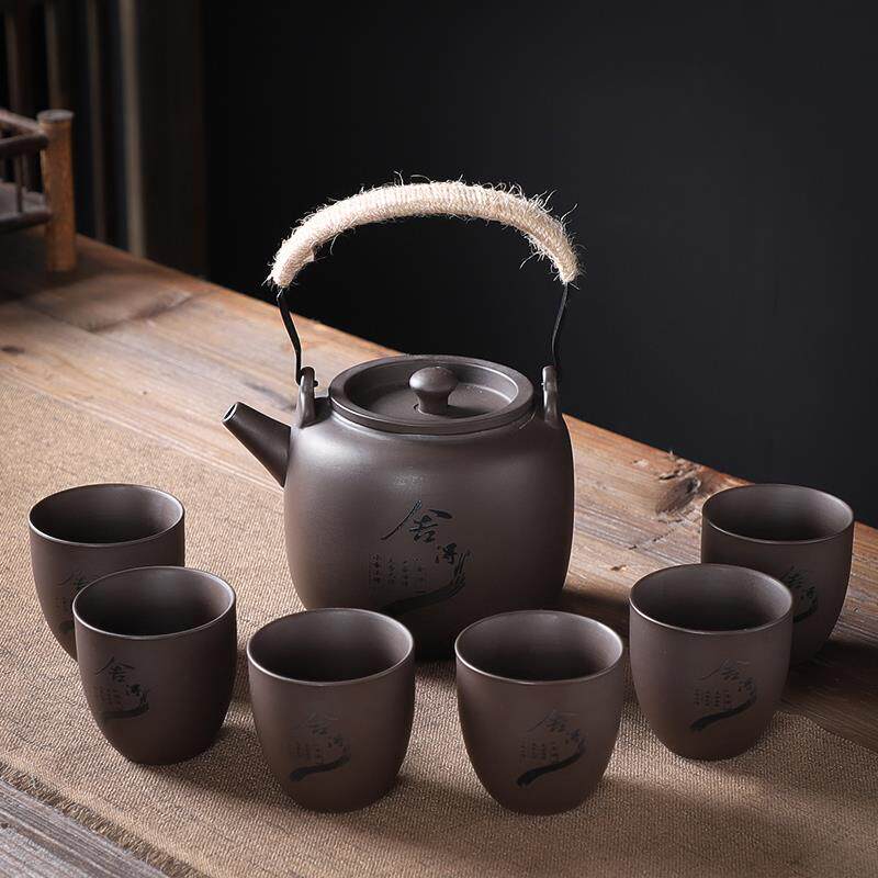 豪祥紫砂茶具套组大容量茶壶茶杯大号提梁壶陶瓷功夫茶具单壶单杯