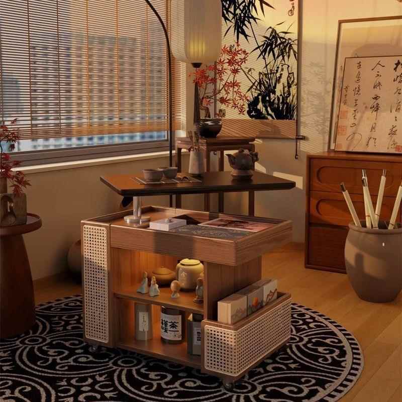 实沃艺舒65木移动带轮边士小升户型降茶几家用客厅巴沙发旋转小推