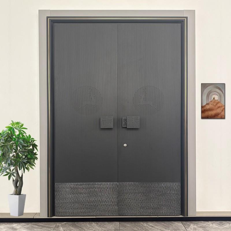 铸铝门别墅大门入户门防盗门进户门子母门双开简约家用精雕装甲门