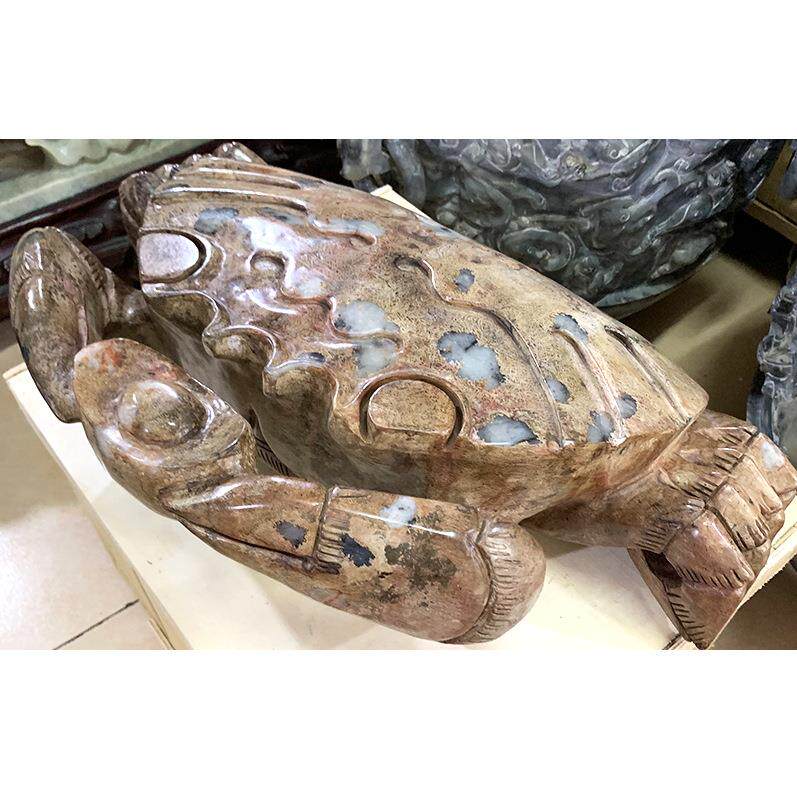 钰程本命年玉器40厘米复古八方来财元宝螃蟹吉祥物战汉仿古摆件