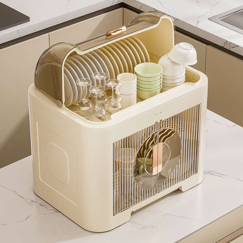 碗筷收纳盒放碗碟架厨房家用装盘多功能沥水置物架子防尘餐具碗柜