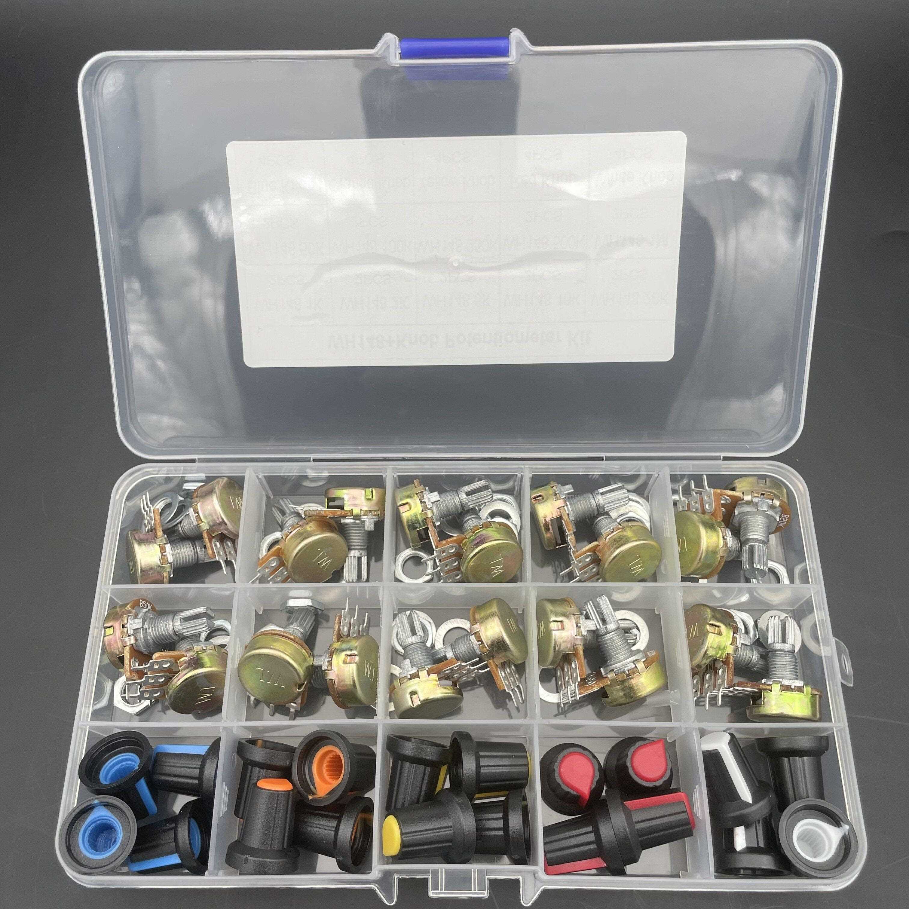 20Pcs B5K10K20K/50K/100K电位器开关Wh148带旋钮盖盒装单个15mm