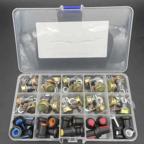 20Pcs B5K10K20K/50K/100K电位器开关Wh148带旋钮盖盒装单个15mm