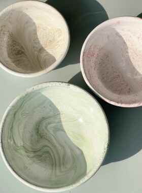 [YURUUI设计师]韩国Eding大理石晕染搪瓷家用酸奶碗谷物碗沙拉碗