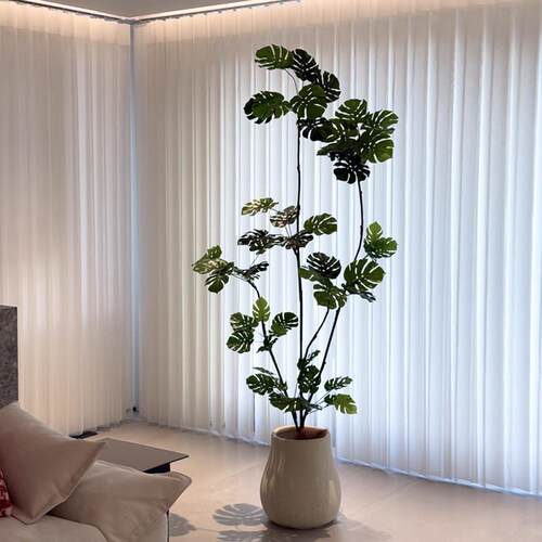 海虹景品龟背芋彷真绿色植物高端轻奢客厅室内彷生假花树大型落地