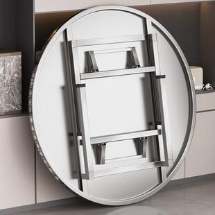 304不锈钢可折叠圆桌子户外客厅经济型家用餐桌出租房吃饭圆台桌