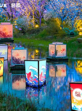 水上灯笼许愿方形河灯湖面池塘造景景区水面装饰亮化漂浮景观灯