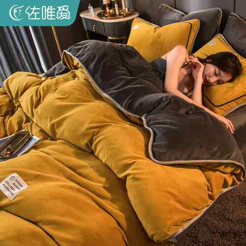 正品级暖牛奶绒四件套保珊瑚绒被套季高床品加厚冬加绒被罩床单三