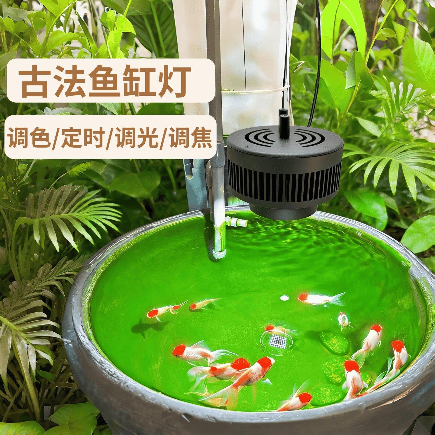 LED鱼缸落地支架吊灯挂灯金鱼圆缸专用爆藻灯瓦缸土缸吊灯可调高