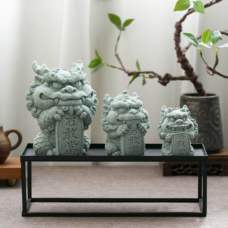青砂石茶宠石敢当 中式居家桌面装饰摆件 鱼缸造景创意国潮精品