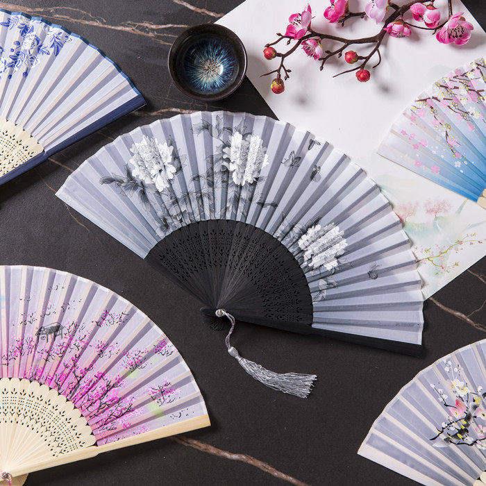 扇子折扇汉服女式古风古典古装夏季复古流苏中国风舞蹈扇折叠随身