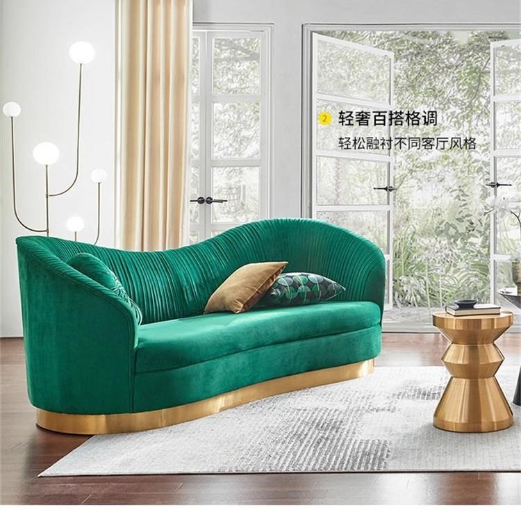 北欧轻奢丝绒布艺沙发简约时尚三人位客厅整装样板间沙发家具