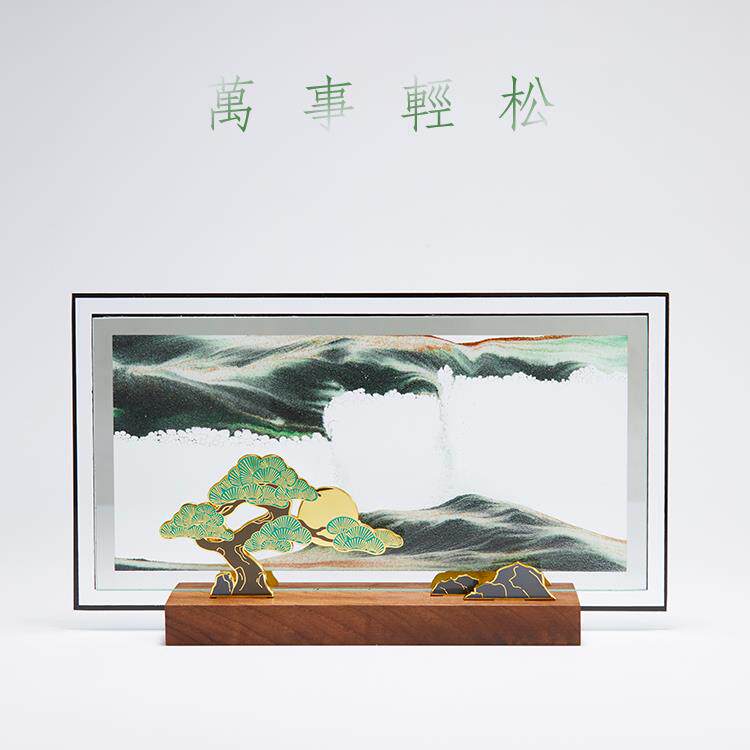 马鹿万事易流沙画饰品沙漏新中式装饰客厅办公室桌面生日礼物